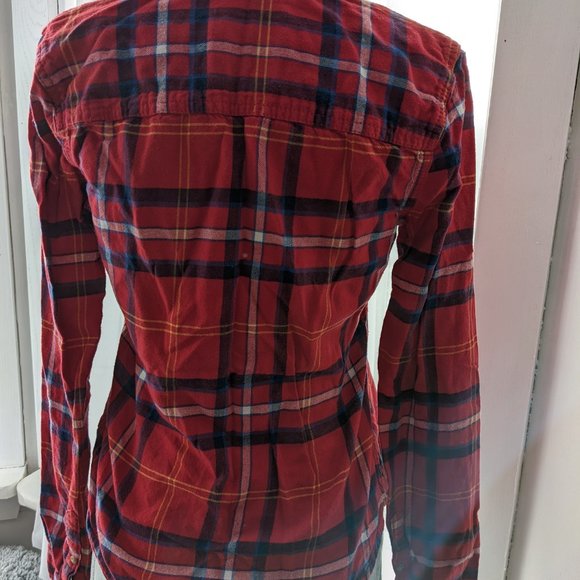 womens vintage holiday a&f red plaid button down size small - Picture 4 of 4